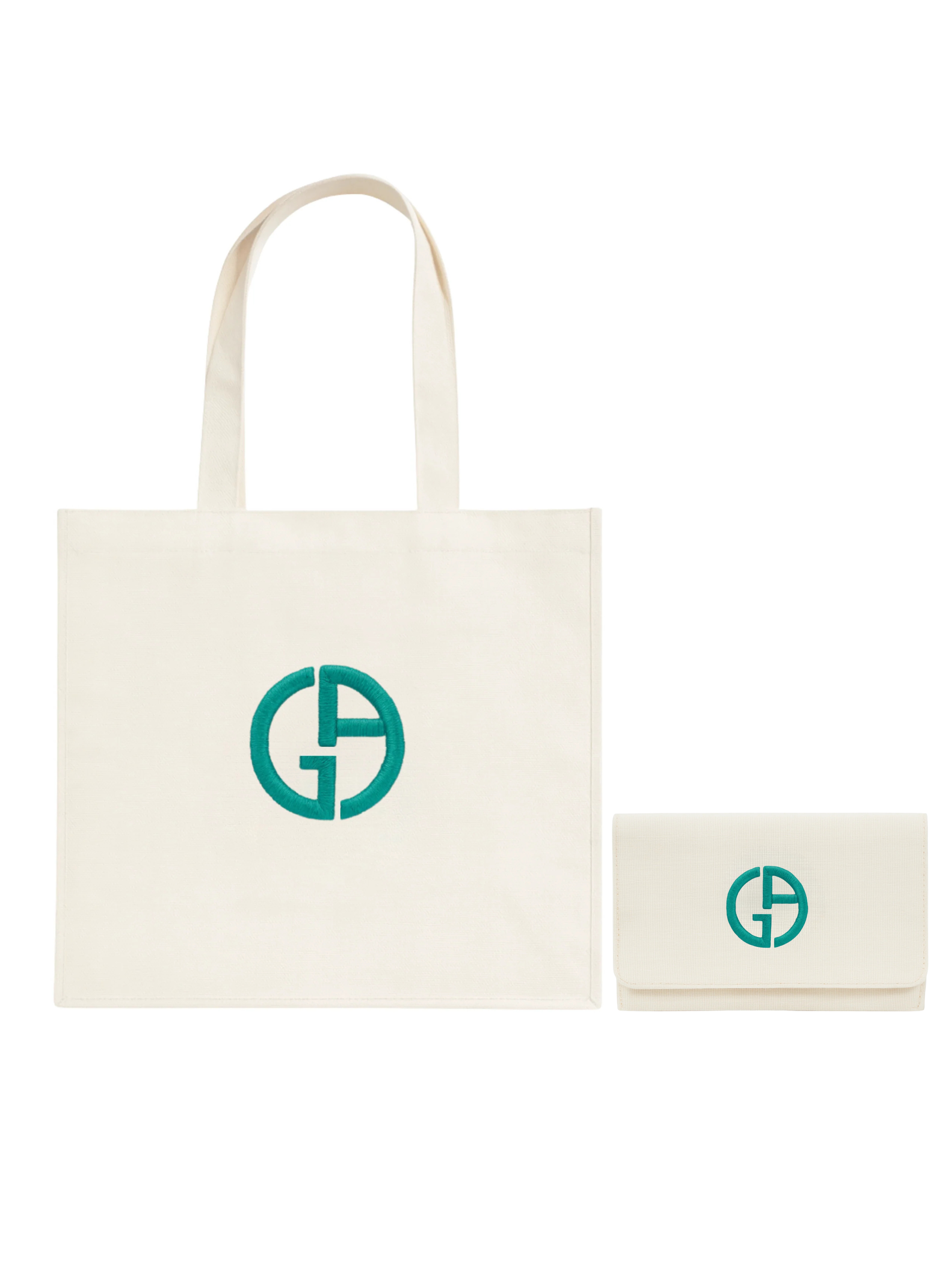 Armani Beige Tote Bag And Beige Pouch