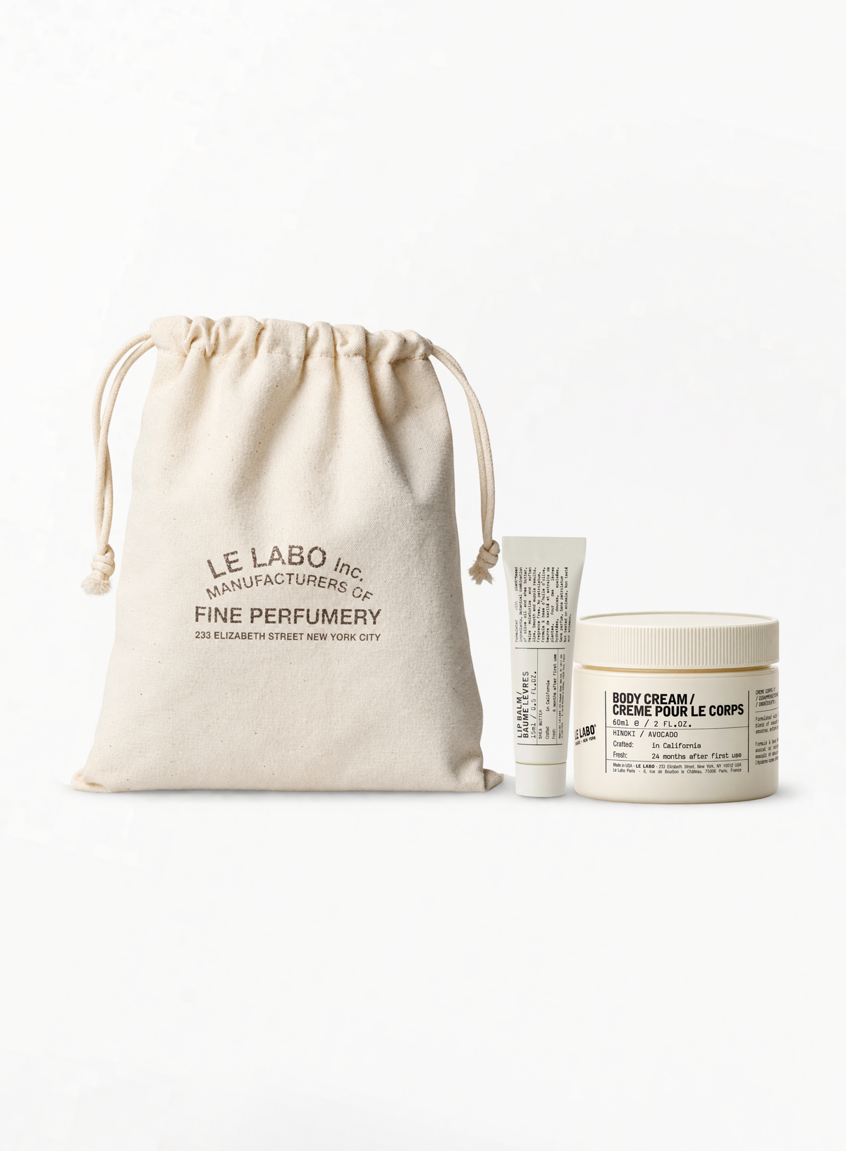 LE LABO თავის მოვლის სეტი – ტუჩის ბალზამი, Hinoki ტანის კრემი