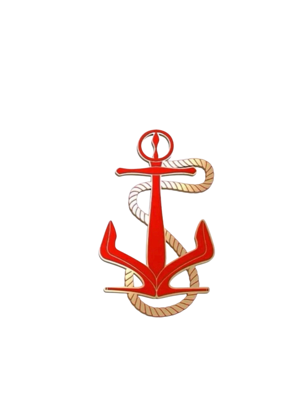Christian Louboutin anchor brooch in red and gold — luxury accessory at Exquisite.