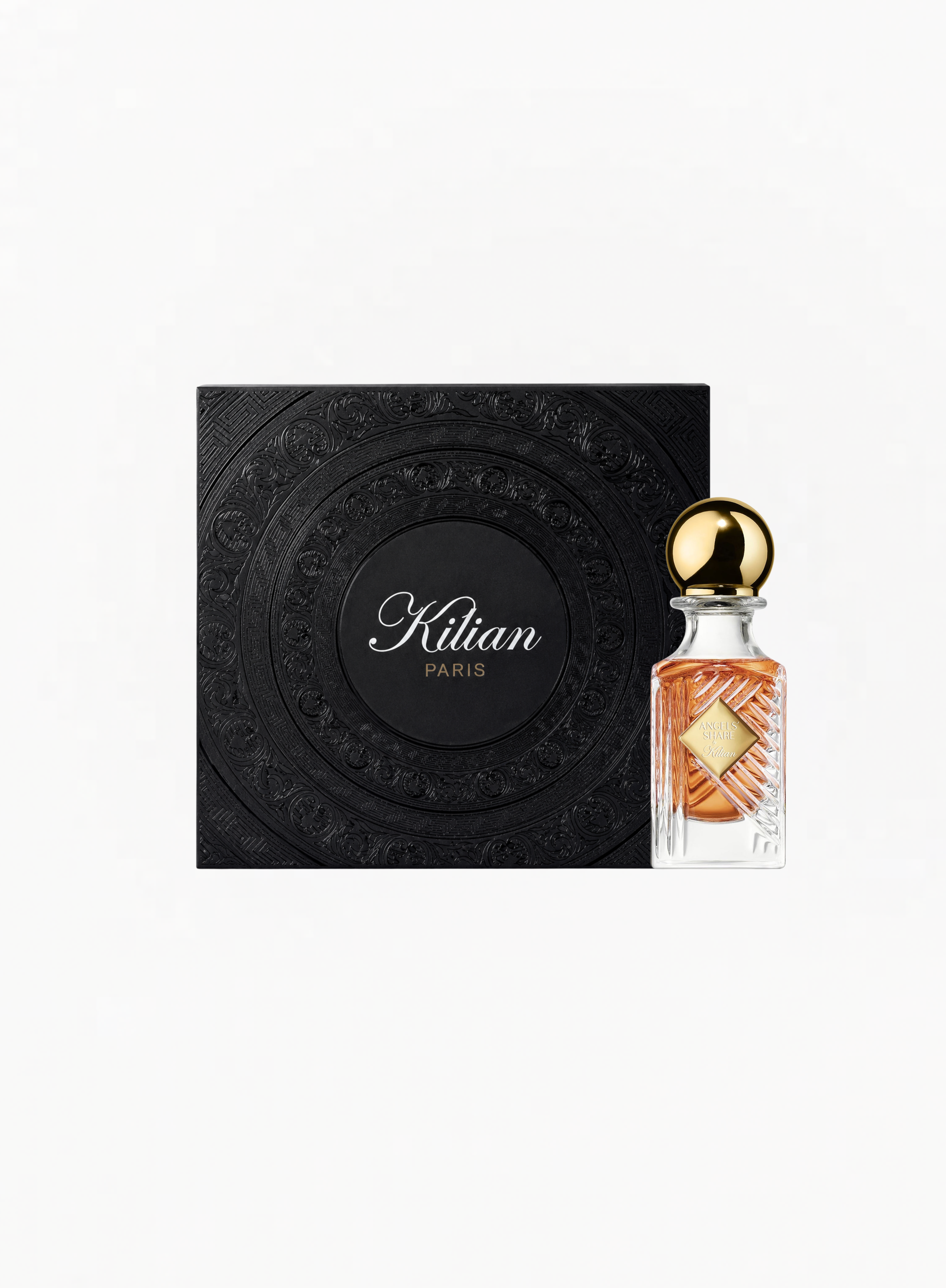 KILIAN Angels’ Share Eau de Parfum 30ml with luxury black KILIAN gift box on a white background
