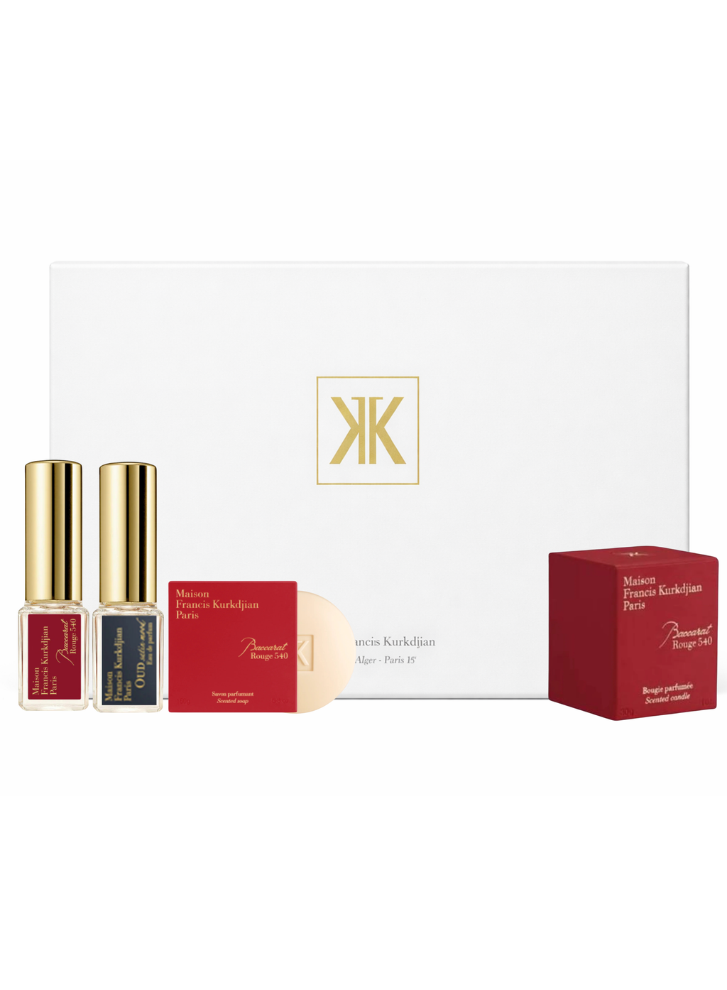 Maison Francis Kurkdjian Paris- Baccarat Rouge 540 5ML / OUD SATIN MOOD, 5ML / 540 Scented Soap 50G And 540 Candle 30G Set