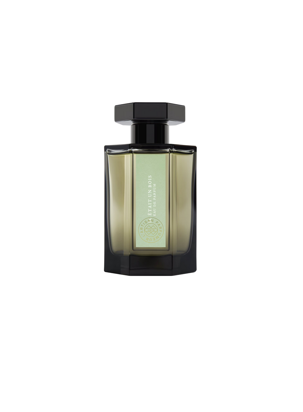 L’Artisan Parfumeur Eau de Parfum in a black glass bottle with a light green label – luxury niche fragrance.