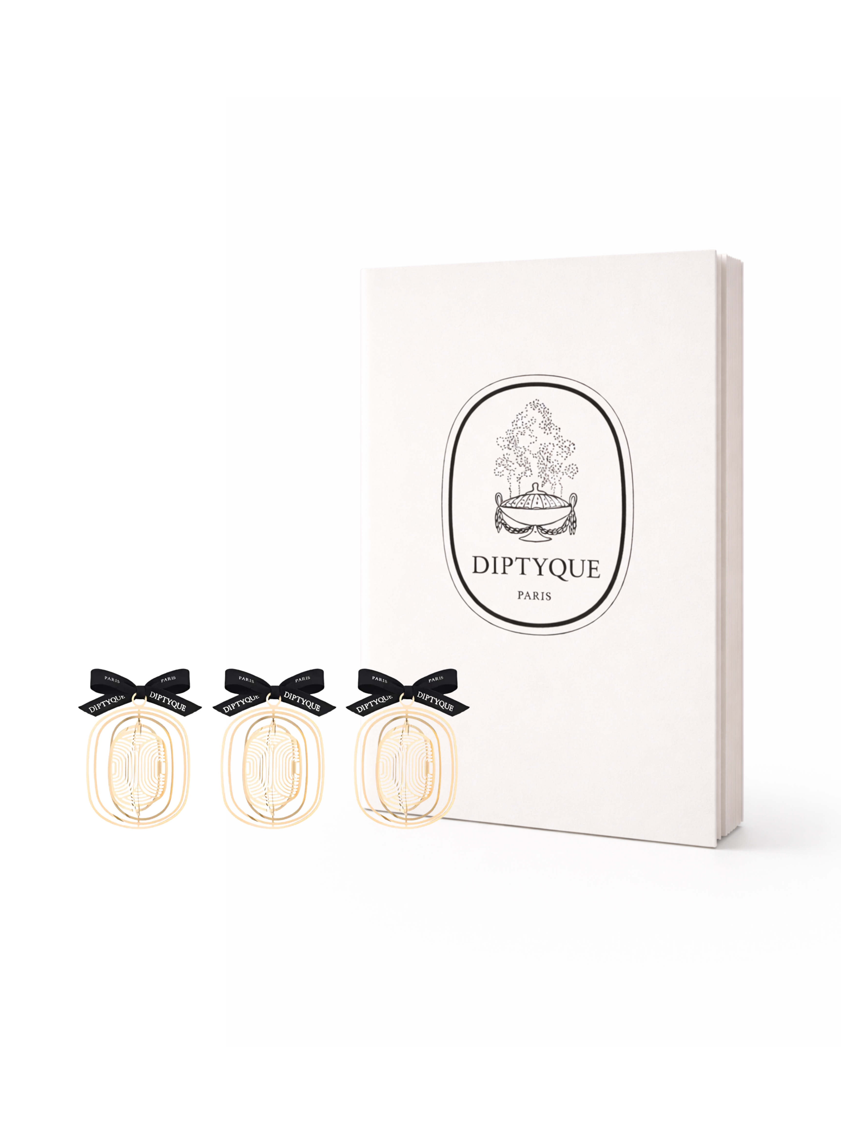 Diptyque Ornament Trio & Scented White Notebook Set