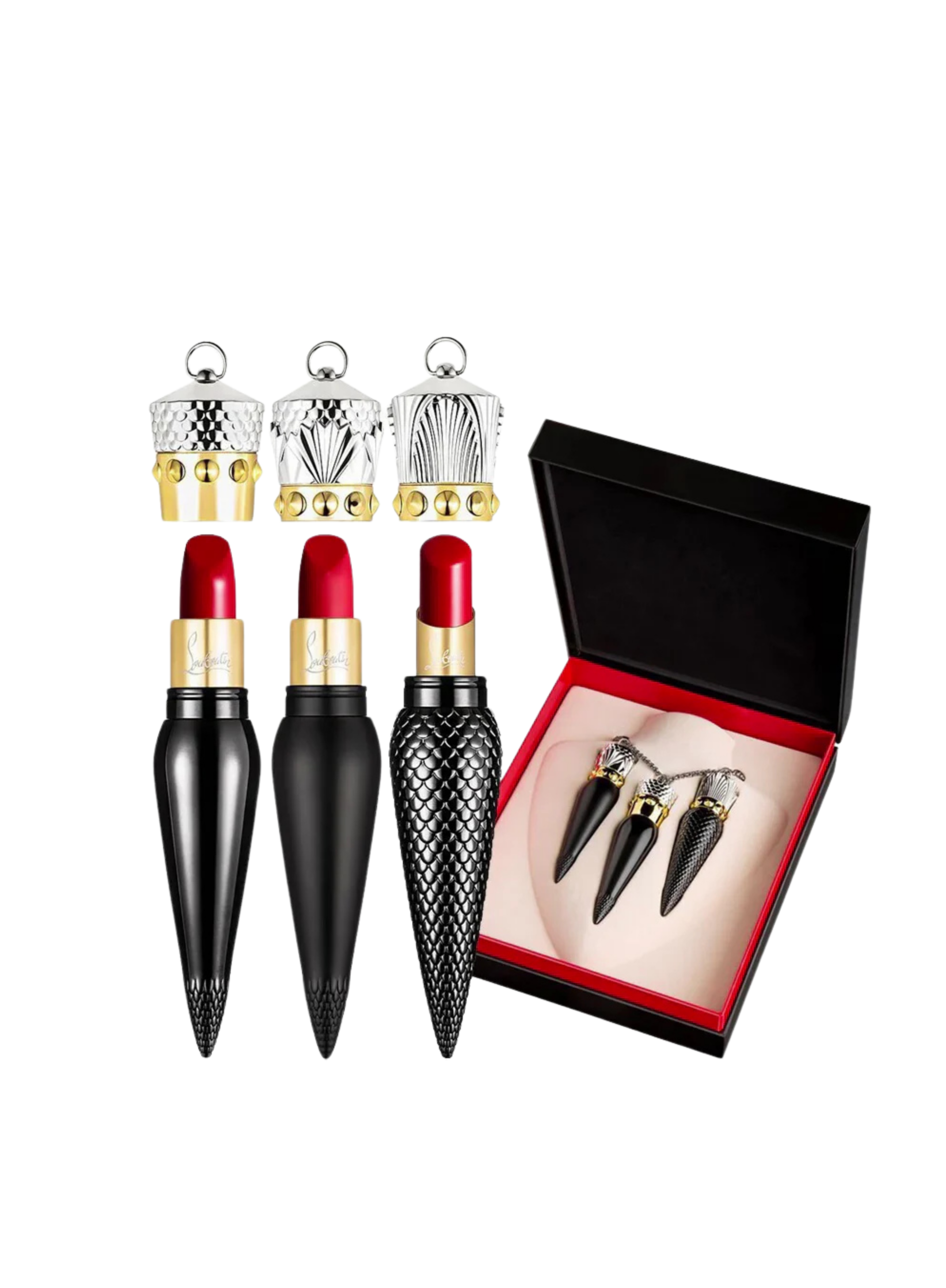 Christian Louboutin ტუჩსაცხების ლუქს ნაკრები – 3 კლასიკა საჩუქრის ყუთში
