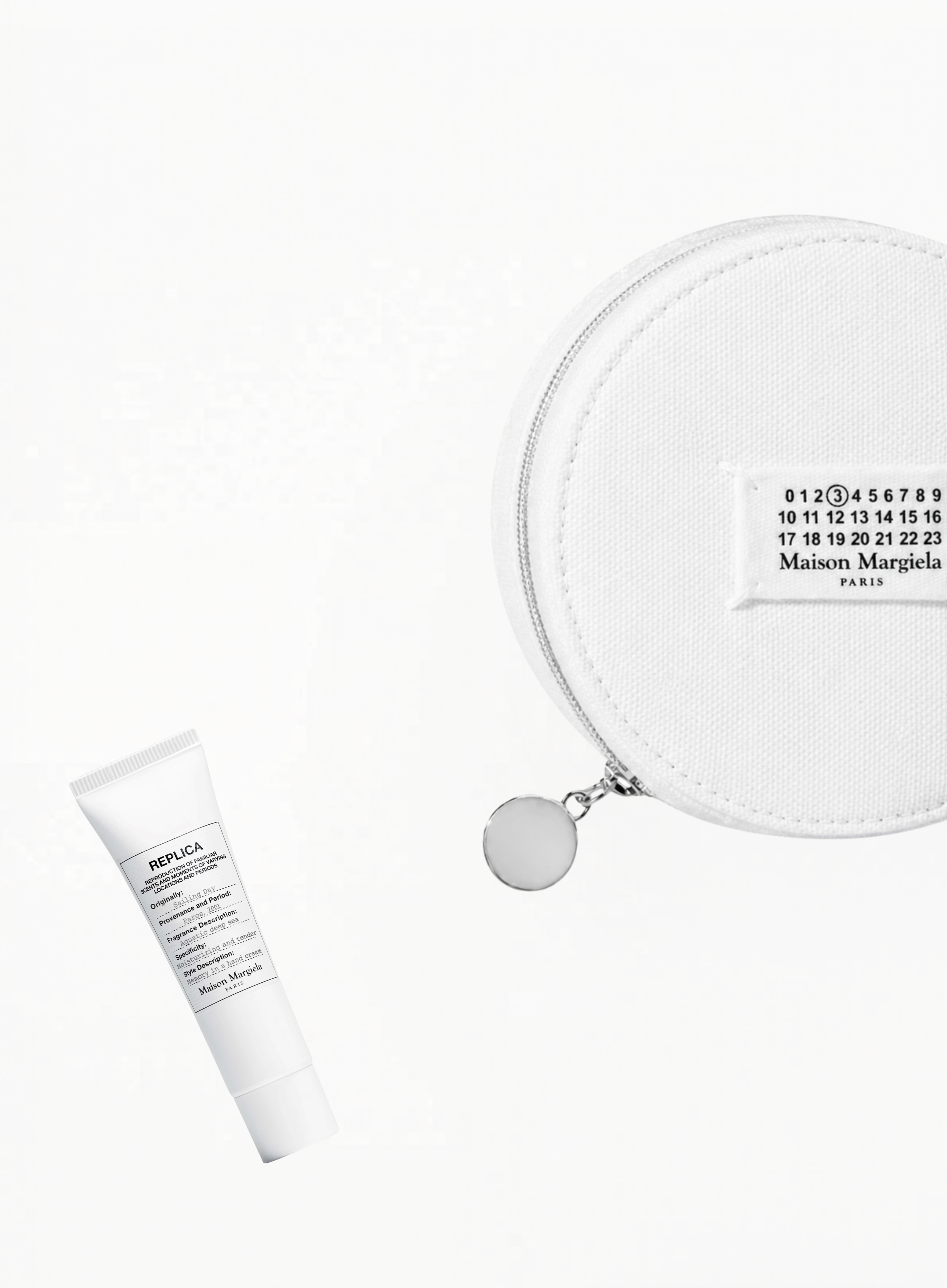 Maison Margiela ბამბის კოსმეტიკის ჩანთა და  ხელის კრემი 15მლ 