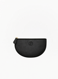 GIORGIO ARMANI black mesh cosmetic pouch with zip closure and signature logo, 18×10×4 cm, isolated on a white background.