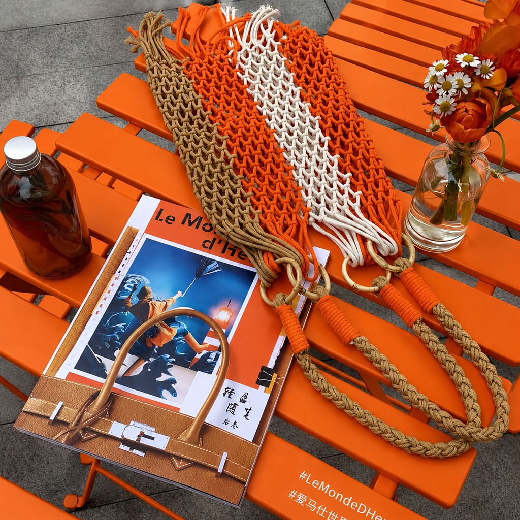 HERMÈS Shanghai ლიმიტირებული ტოუტ-ჩანთა Le Monde d’Hermès-ის საკოლექციო გამოცემით (2022) 26x30სმ