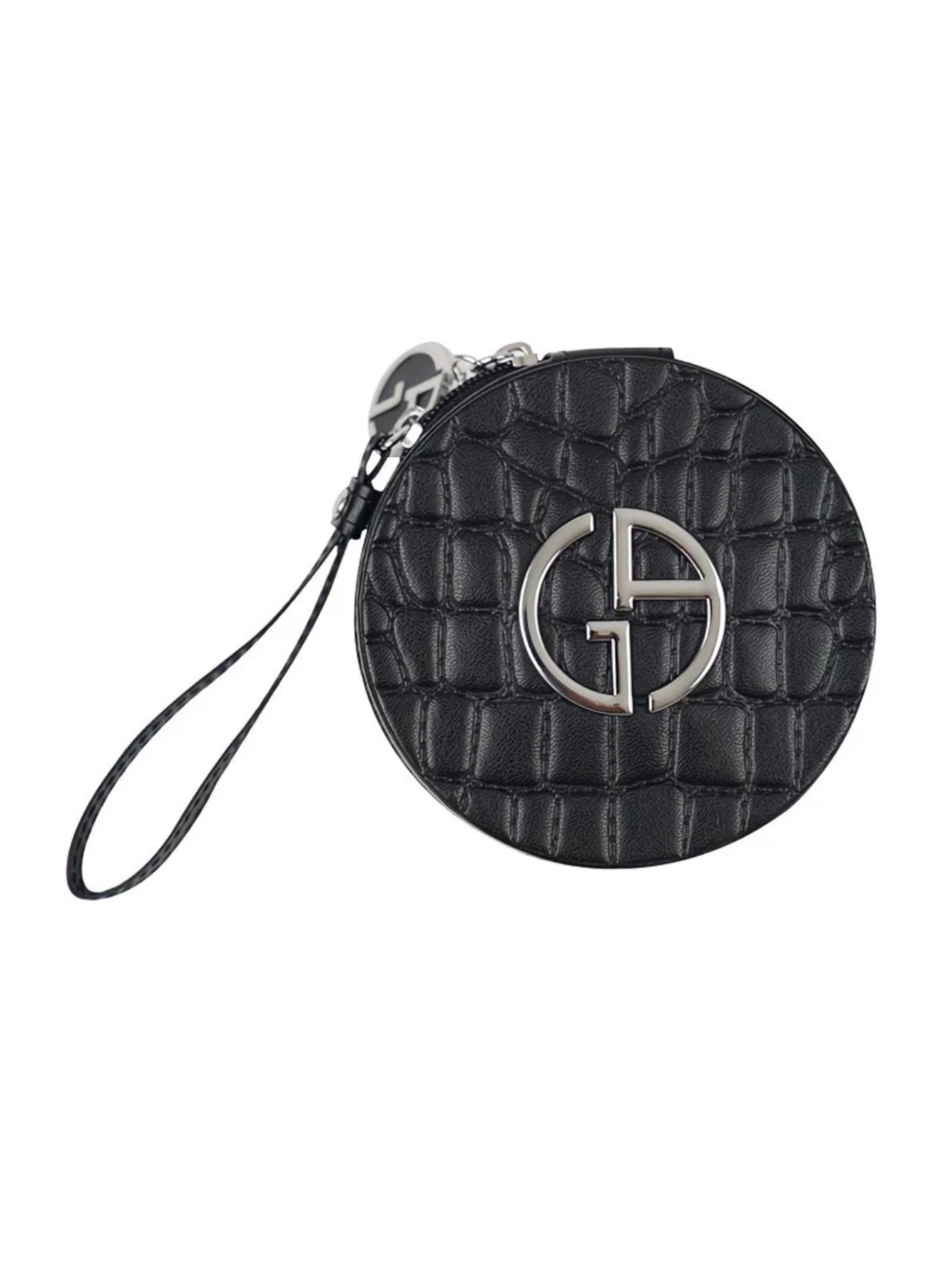 Armani Beauty Round Black Leather Effect Pouch