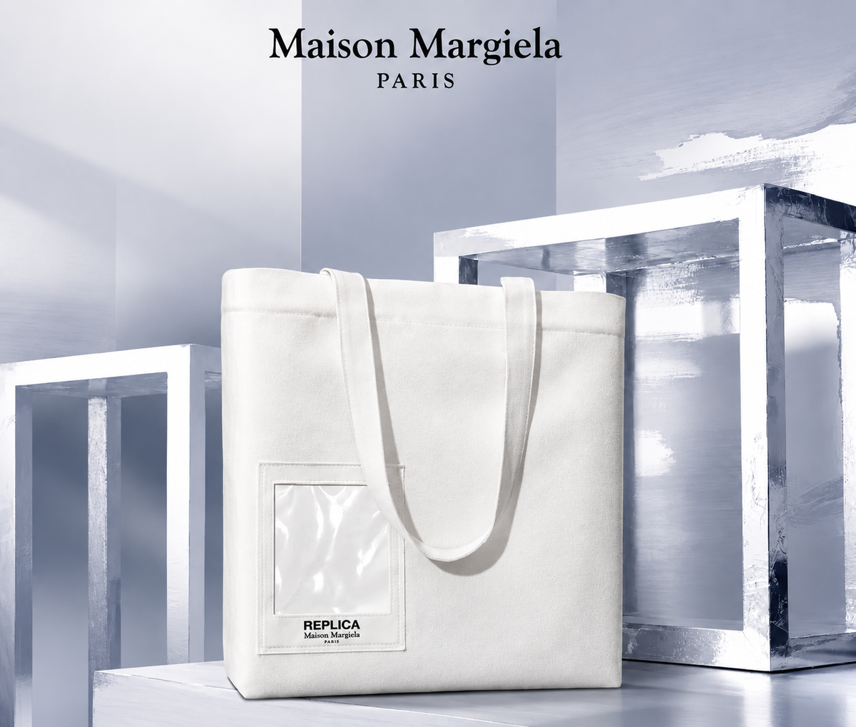 MAISON MARGIELA REPLICA თეთრი ბამბის ტოუტ-ჩანთა 41x10x38სმ