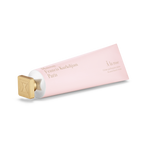 Maison Francis Kurkdjian À La Rose scented hand cream 70ml, pink tube with gold cap, horizontal view on transparent background