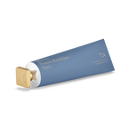 Maison Francis Kurkdjian 724 scented hand cream in blue tube with gold cap, horizontal view on transparent background