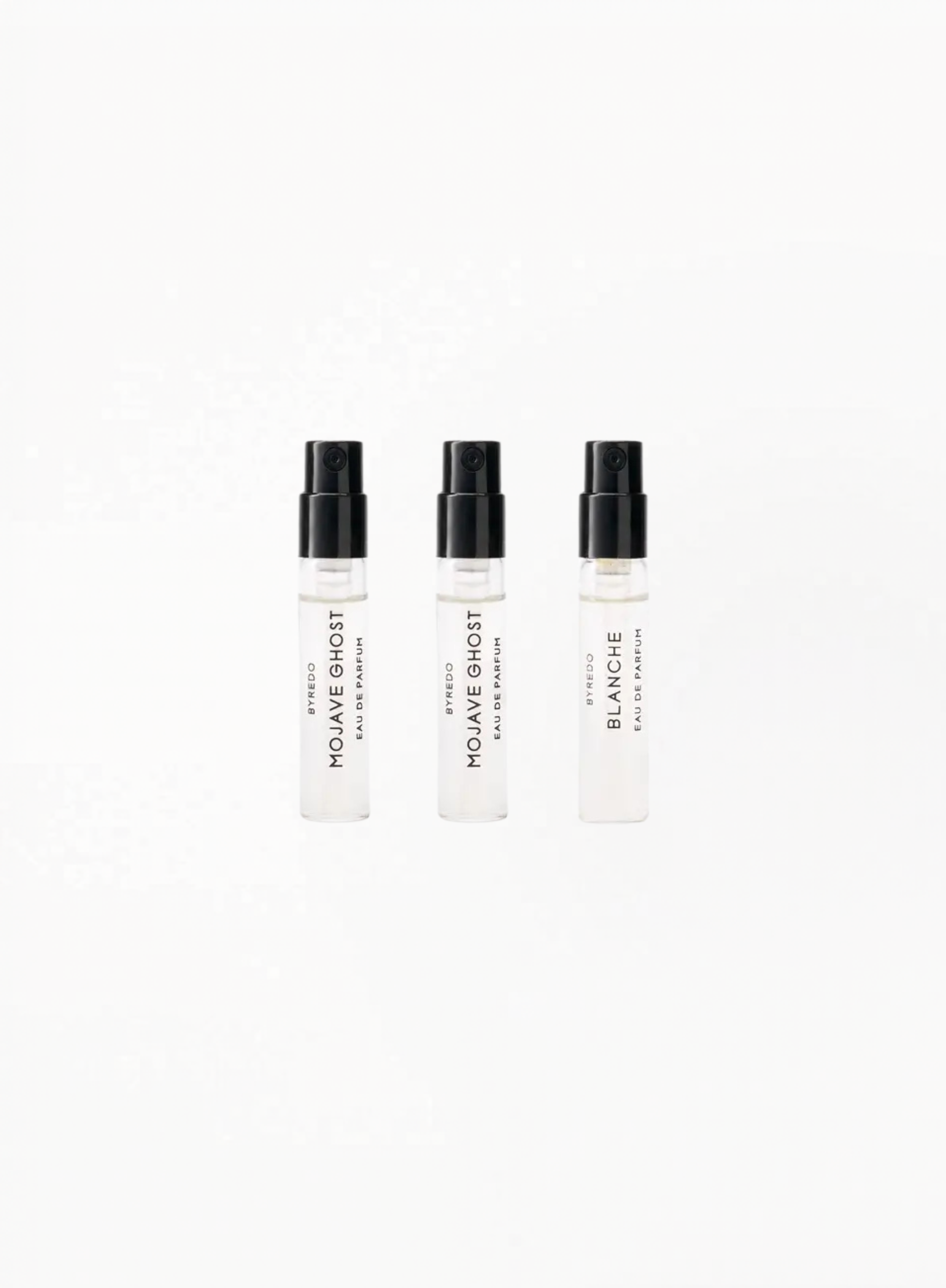 BYREDO Blanche Absolu de Parfum (x1) & Mojave Ghost Absolu de Parfum (x2) – 3 × 2ml Discovery Set