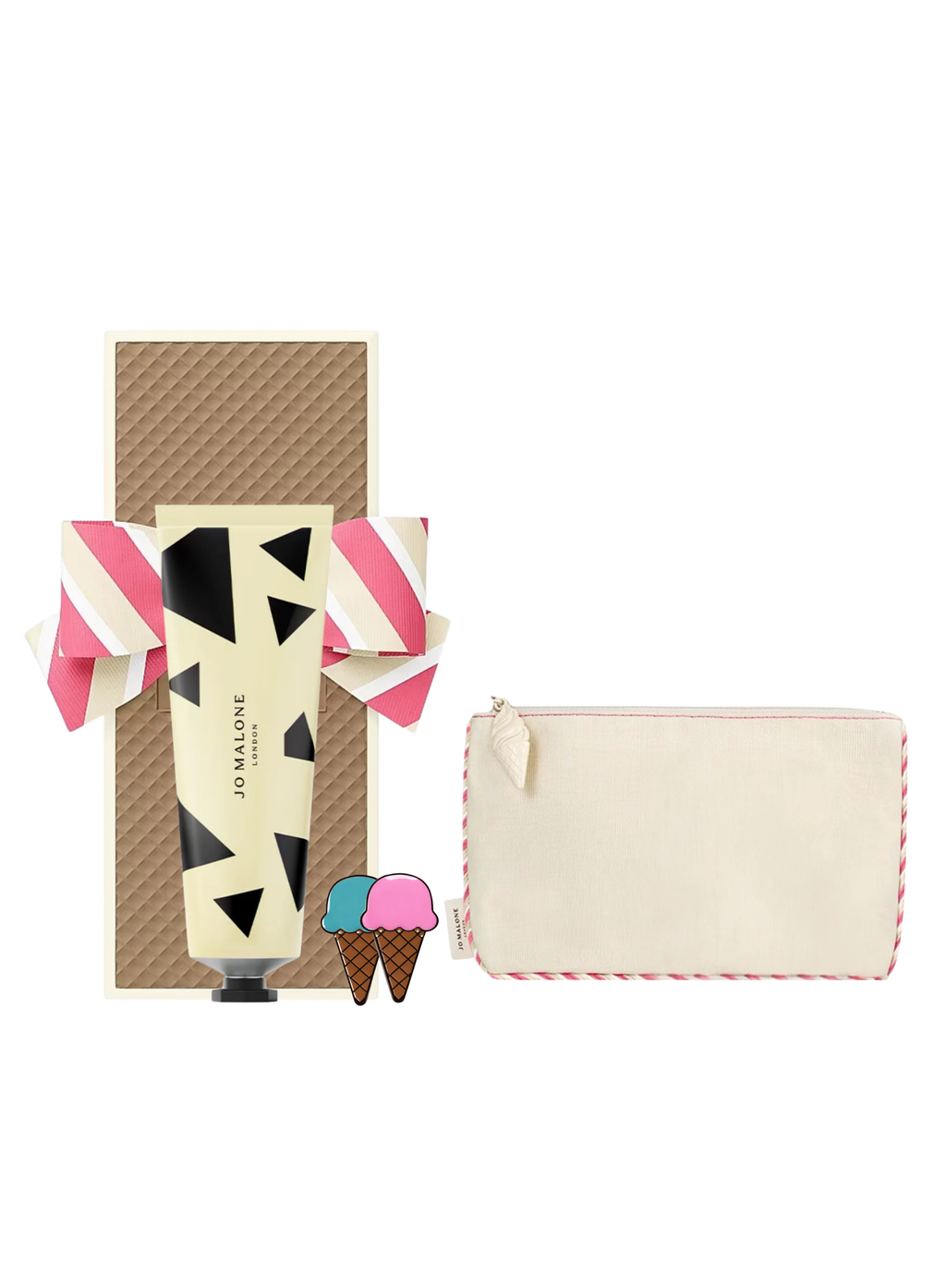 Jo Malone Limited Edition Wild Bluebell Hand Cream 30ML / Raspberry Ripple Cosmetic Bag And Brooch