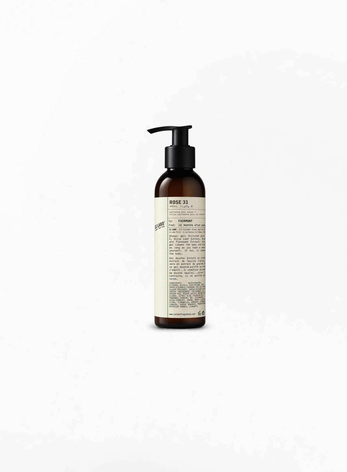 LE LABO ROSE 31 სხეულის ლოსიონი 480 მლ (FOR: FAIRMONT HOTEL)