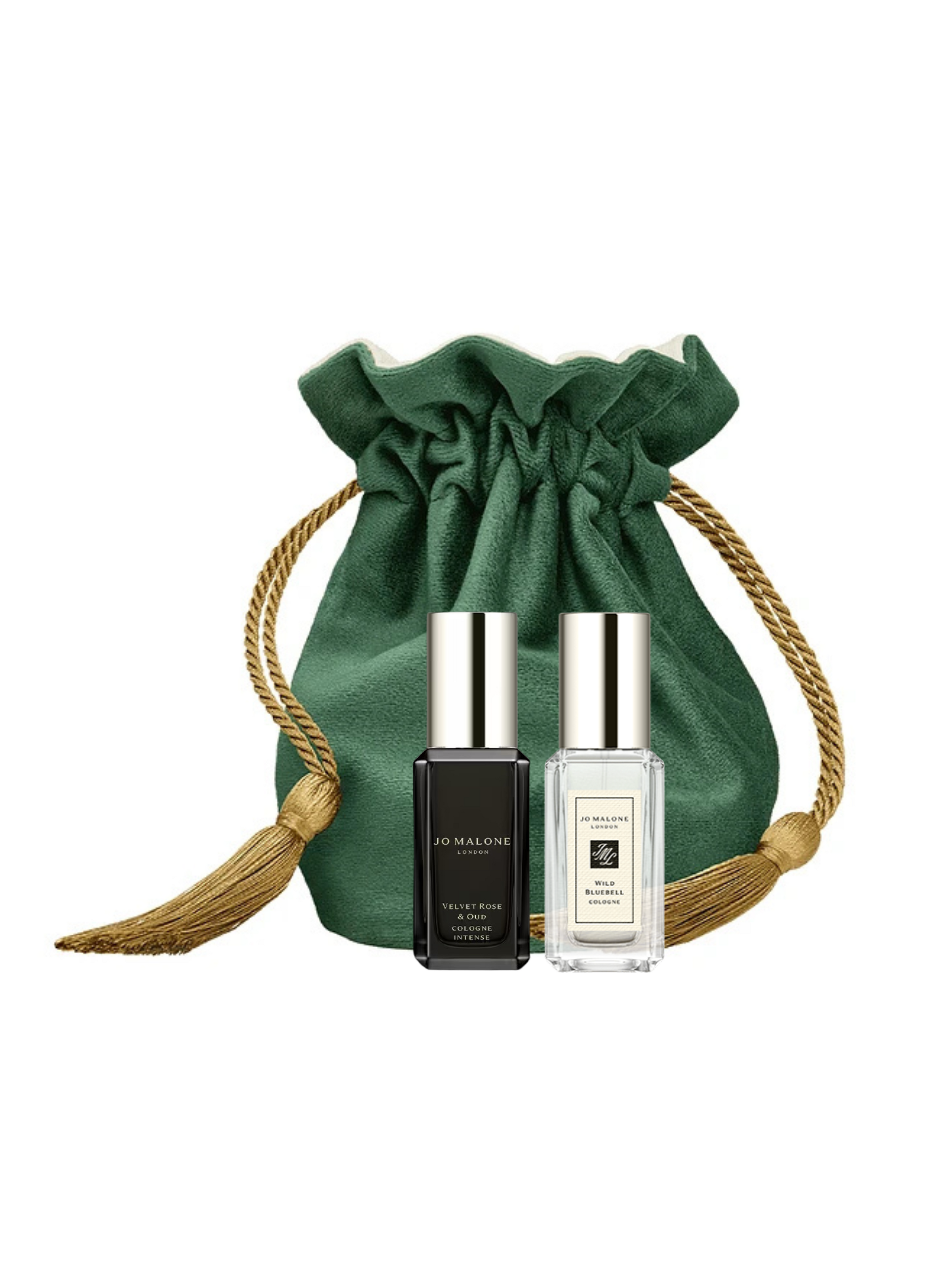 Jo Malone ულტრა-ლიმიტირებული სასაჩუქრე სეტი: Velvet Rose & Oud და Wild Bluebell 9მლ