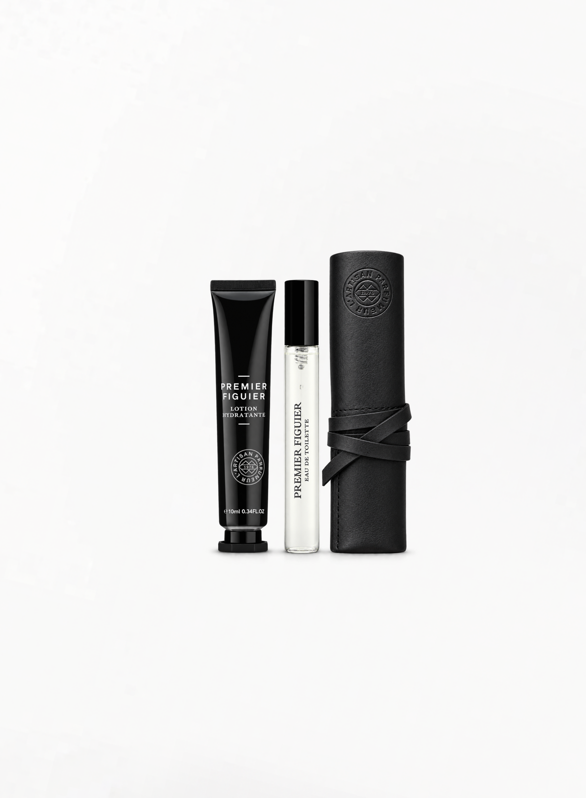 L’ARTISAN PARFUMEUR Premier Figuier სამოგზაურო სეტი შავი ტყავის ქეისით
