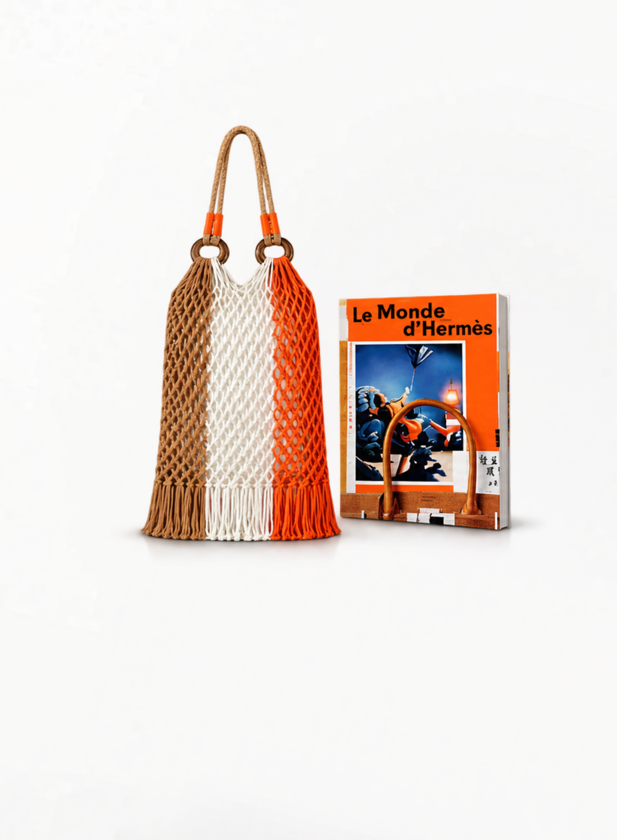 HERMÈS Shanghai ლიმიტირებული ტოუტ-ჩანთა Le Monde d’Hermès-ის საკოლექციო გამოცემით (2022) 26x30სმ