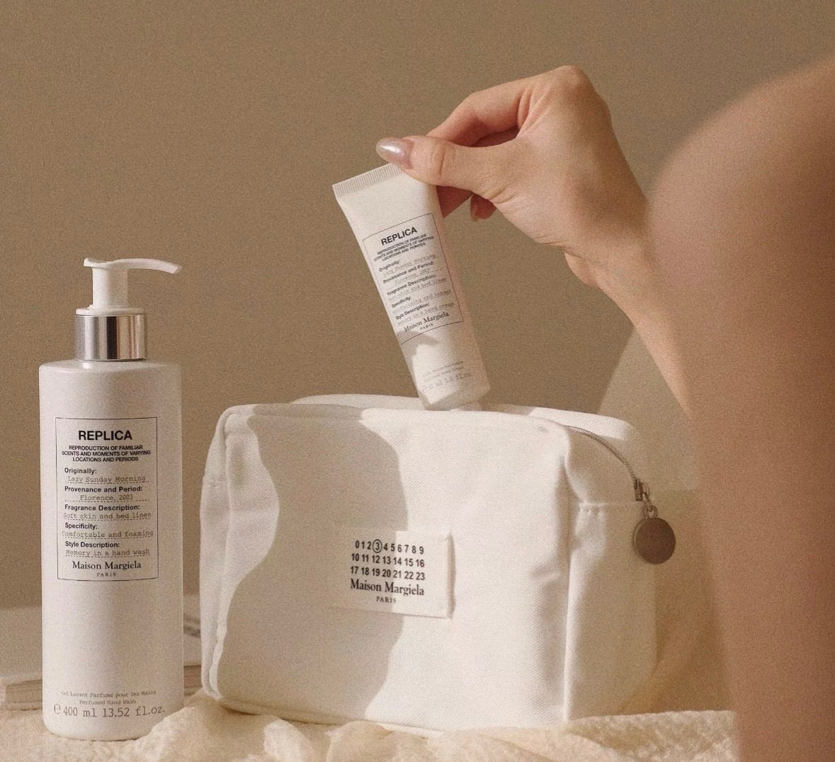 Maison Margiela White Cotton Cosmetic Bag 19.5x7x13.5cm