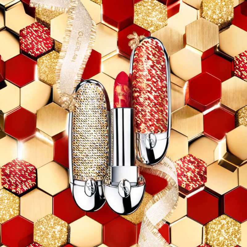 Guerlain Rouge G ლიმიტირებული ოქროსფერი ტუჩსაცხის ქეისი –  Gold Sequins