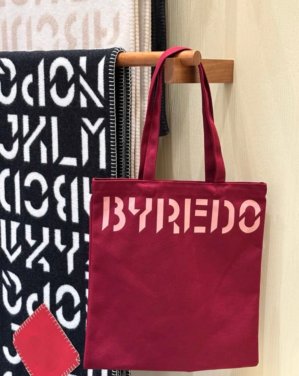 BYREDO Burgundy Canvas Tote Bag 30x25cm