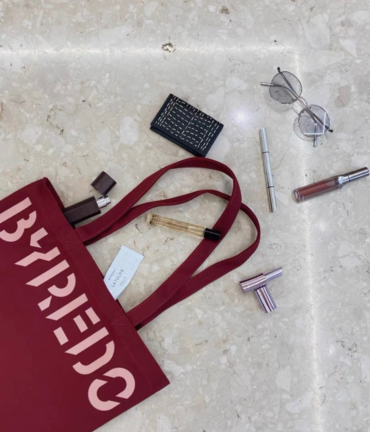 BYREDO Burgundy Canvas Tote Bag 30x25cm