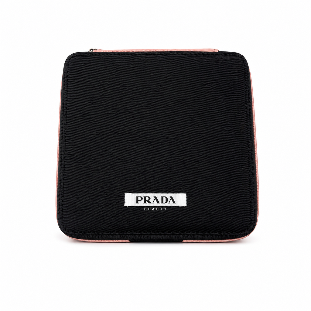 PRADA Ultra Rare Cosmetic Bag Black And Pink 15x16cm