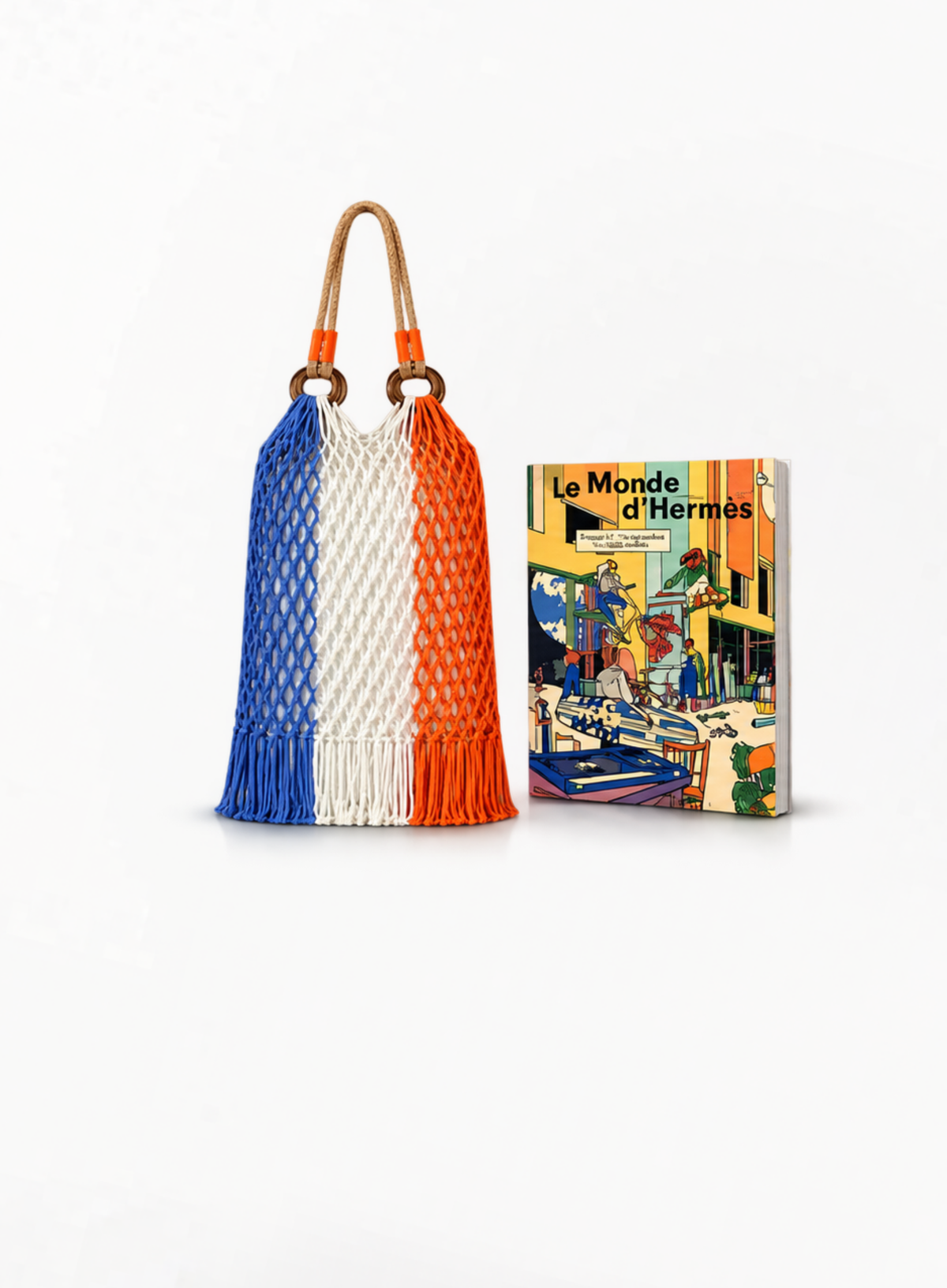 HERMÈS Shanghai ლიმიტირებული mesh ჩანთა Le Monde d’Hermès-თან ერთად (2023) 26x30სმ