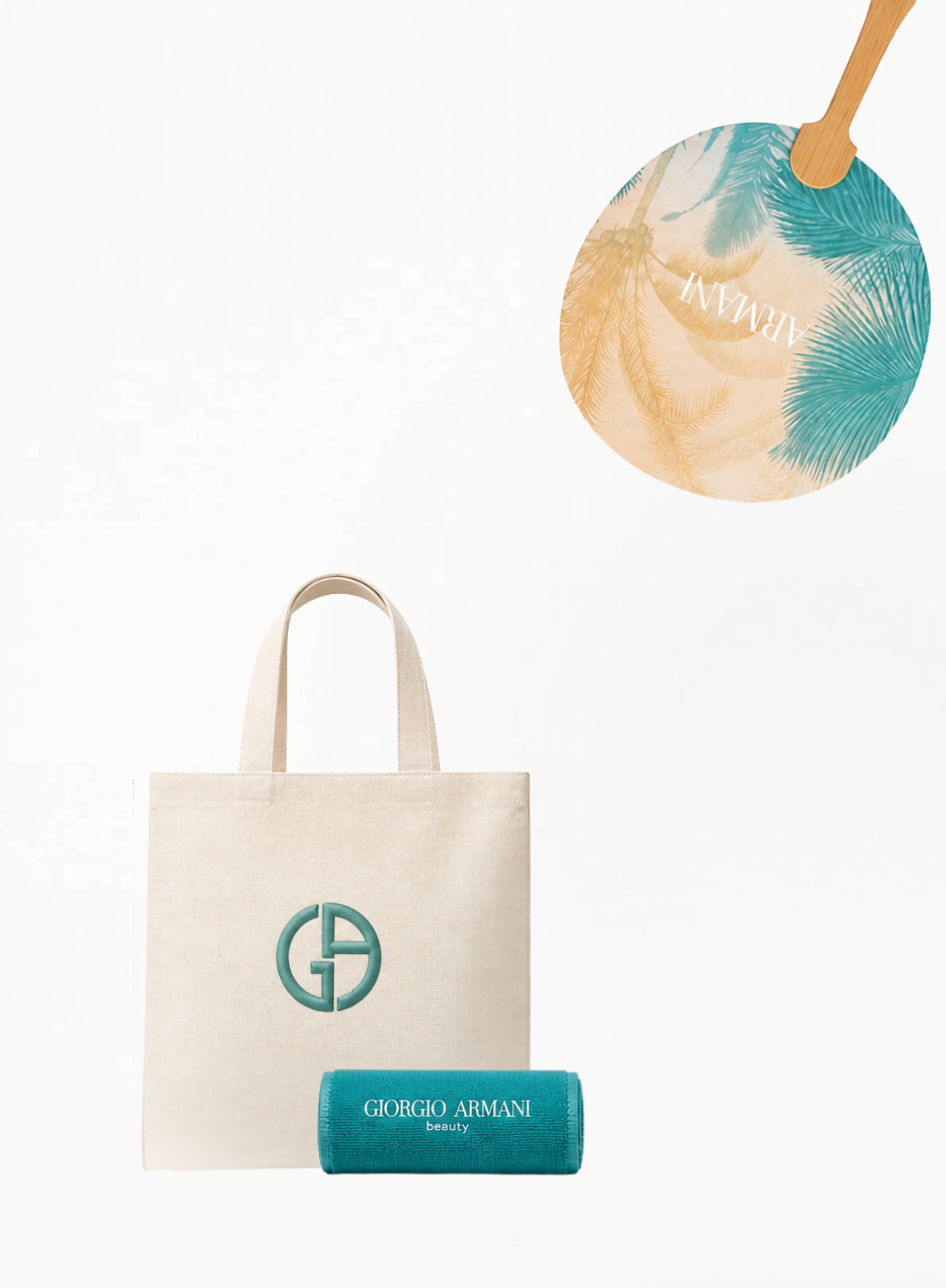 GIORGIO ARMANI Summer Collection Set — Towel, Fan & Tote Bag