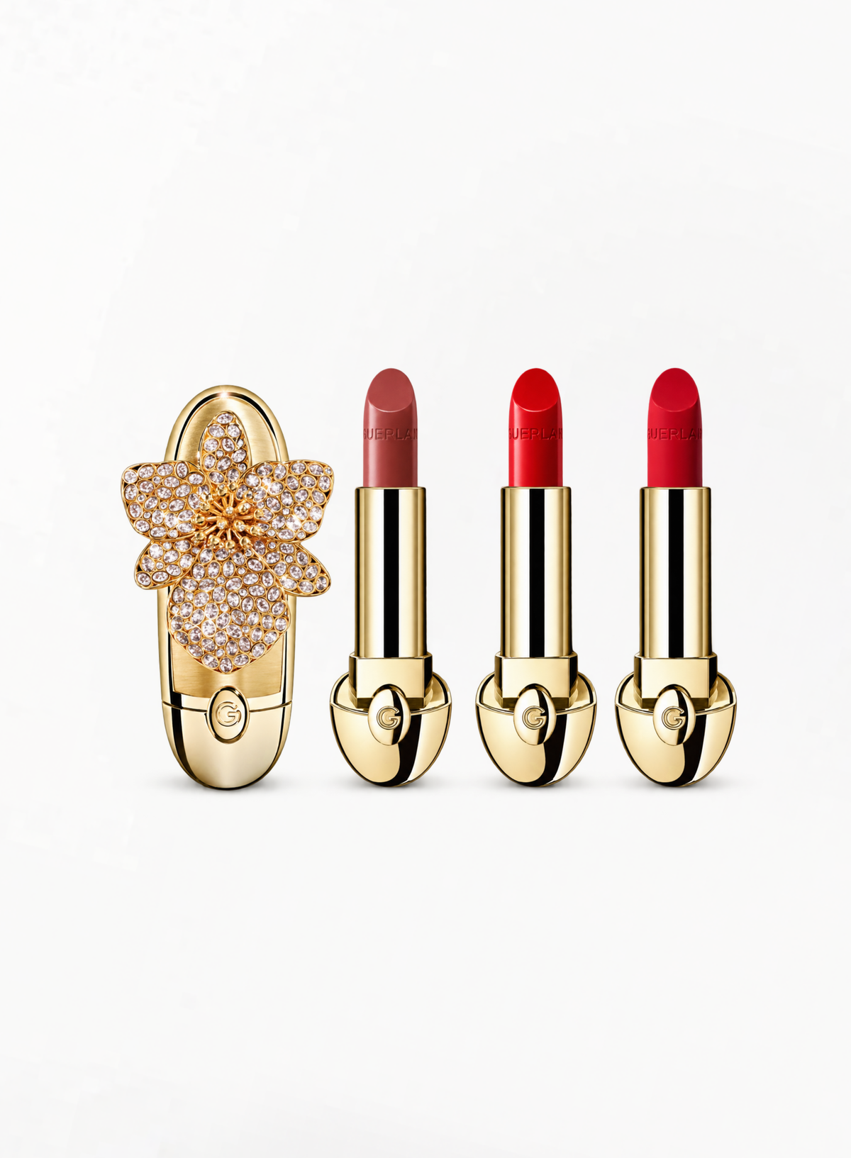 GUERLAIN Rouge G Orchid Bloom of Begüm Khan ტუჩსაცხის სეტი (ხელმისაწვდომია მხოლოდ Exquisite Club-ის წევრებისთვის)