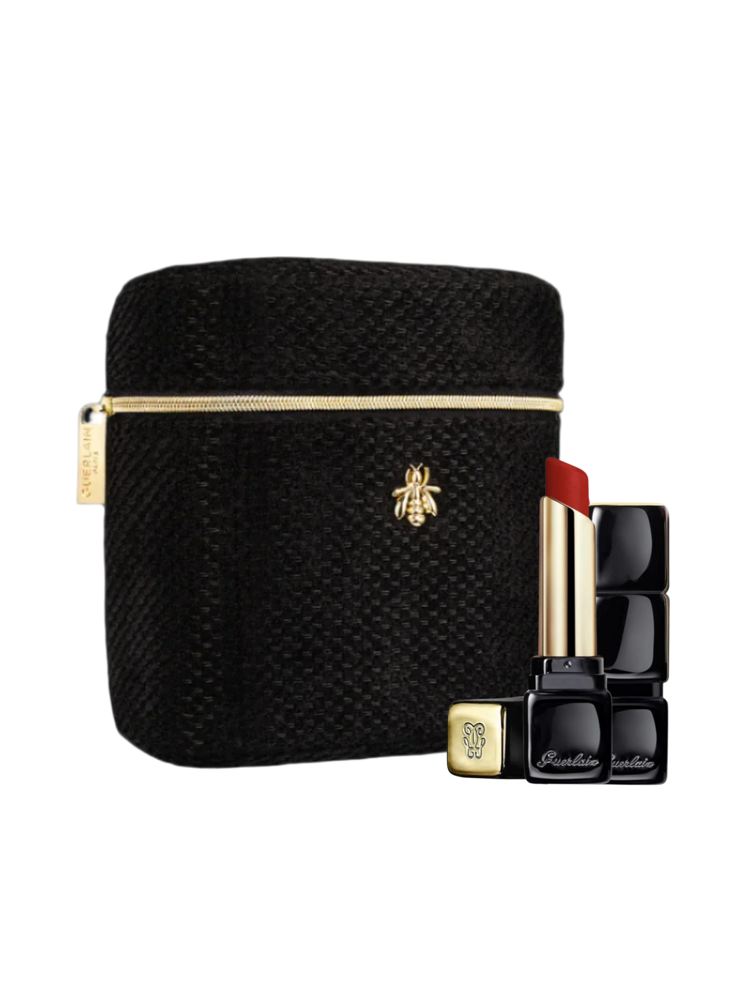 Guerlain KissKiss Matte Lipstick 940 My Rouge – Intense Red Matte And Cosmetics Bag 14x13x6cm