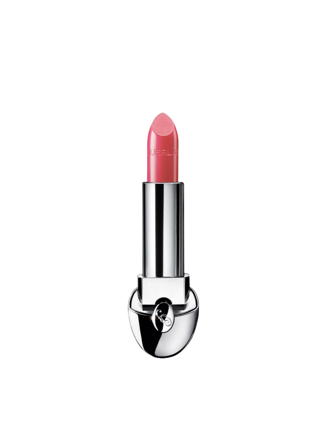 guerlain #62 Pink lipstick with silver casing on a white background