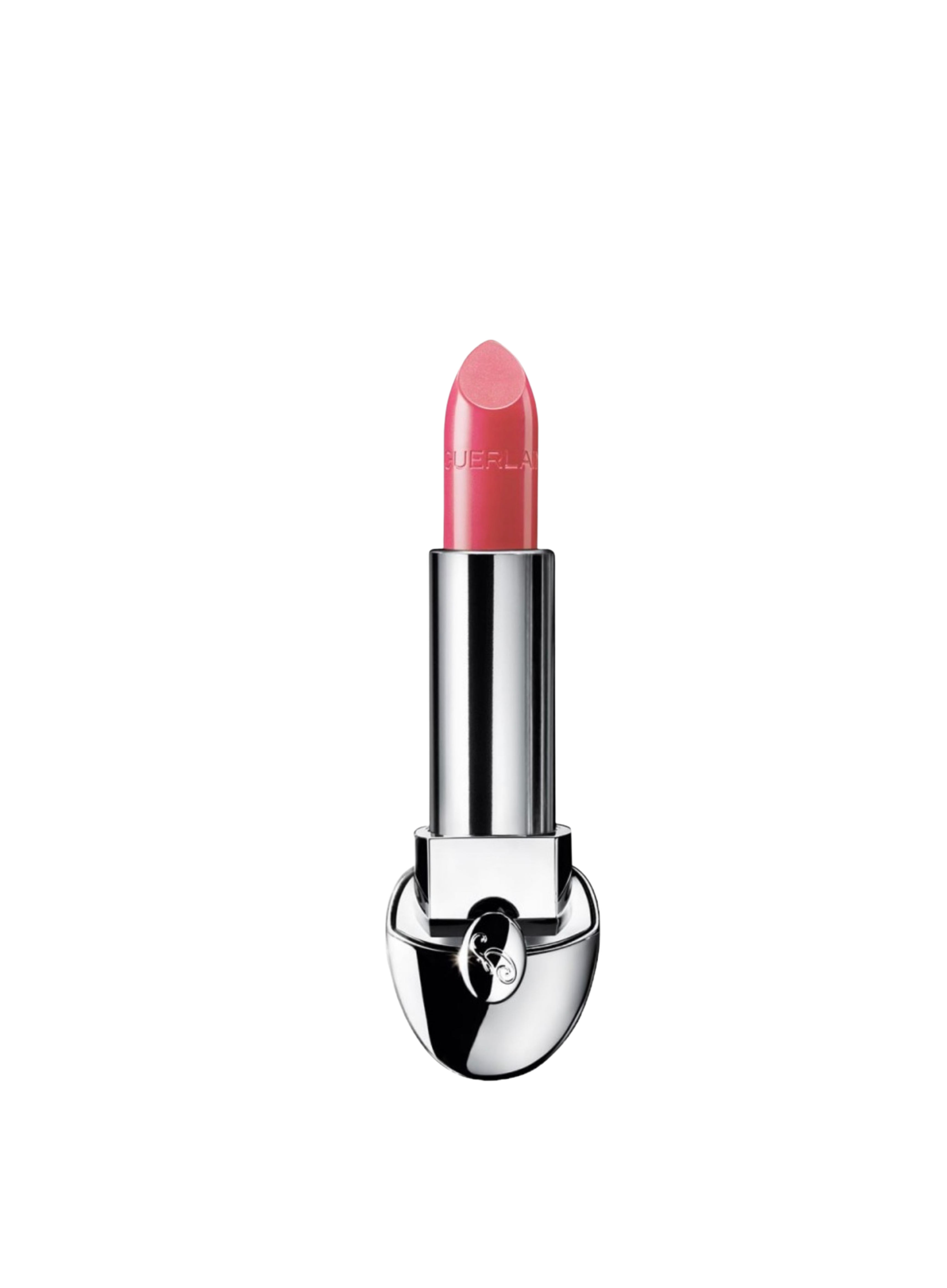 guerlain #62 Pink lipstick with silver casing on a white background