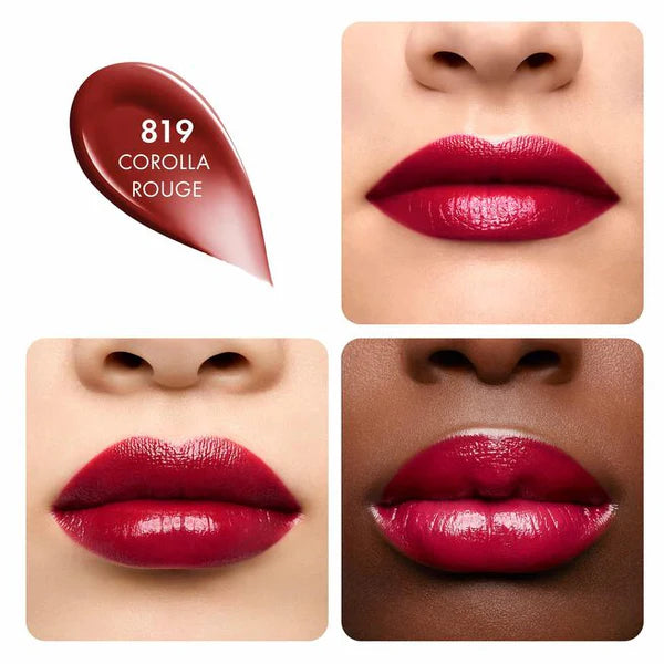 Guerlain KissKiss Shine Bloom 819 Corolla Rouge – Glossy Red Lipstick / Cosmetics Bag 12x6x18cm