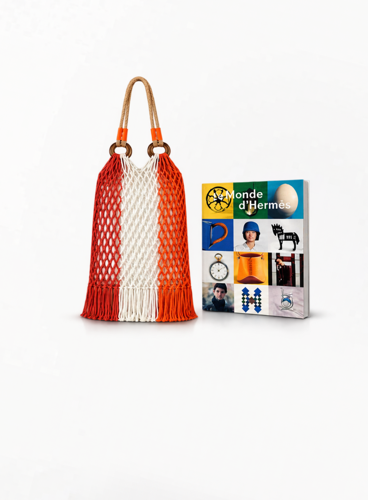 HERMÈS Shanghai Limited Mesh Bag with Le Monde d’Hermès Magazine – Collector’s Edition (2024) 26x30cm