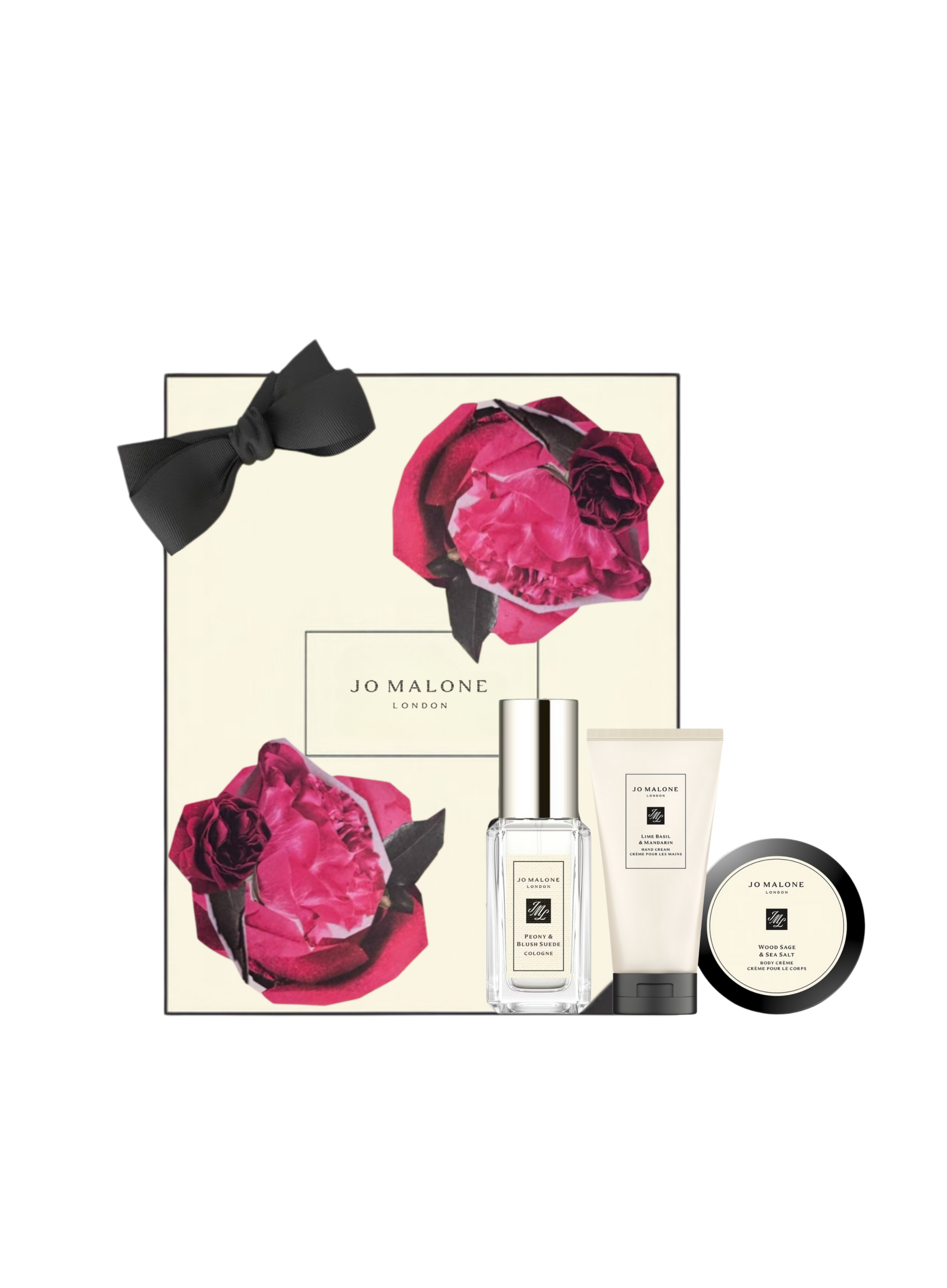 Jo Malone Gift Set – Peony & Blush Suede 9ML / Lime Basil Hand Wash 30ML / Wood Sage Cream 15ML