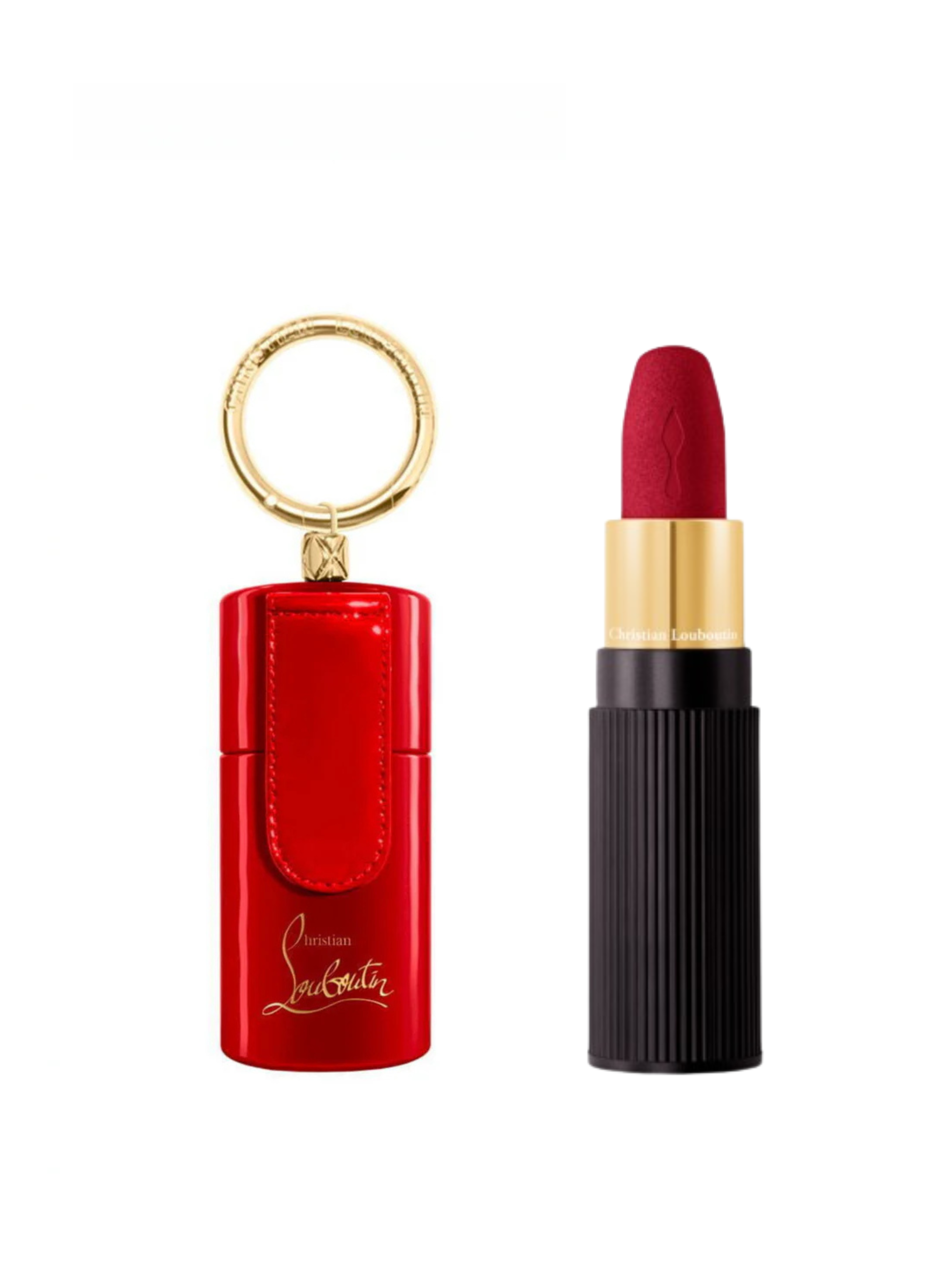 Christian Louboutin Rouge Velvet Matte On-The-Go Lipstick 001M With Red Case