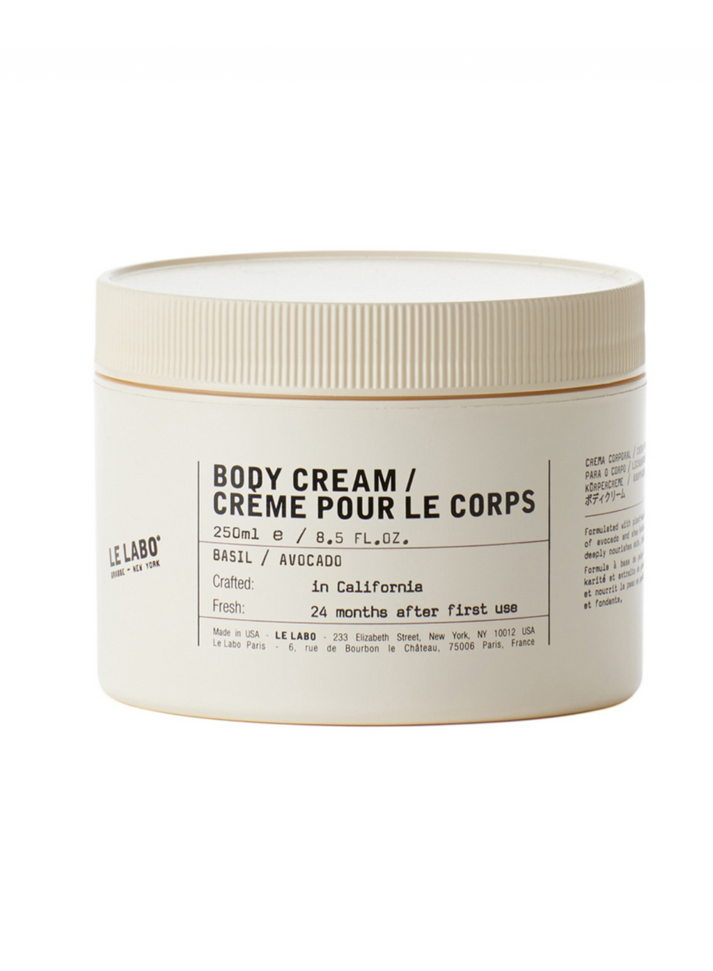 Le Labo Basil Body Cream 250ml — Authentic Le Labo skincare in Georgia at Exquisite
