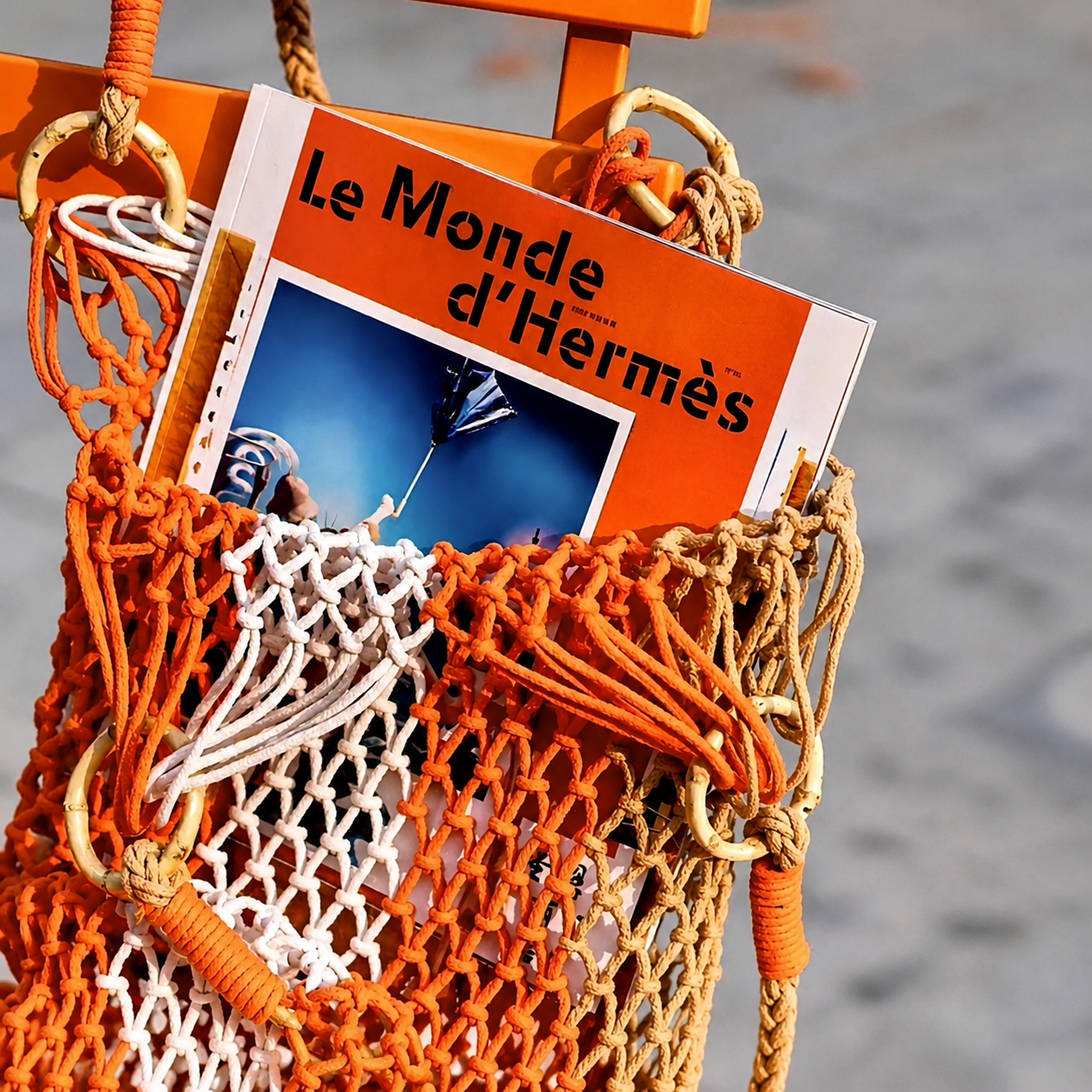 HERMÈS Shanghai ლიმიტირებული ტოუტ-ჩანთა Le Monde d’Hermès-ის საკოლექციო გამოცემით (2022) 26x30სმ