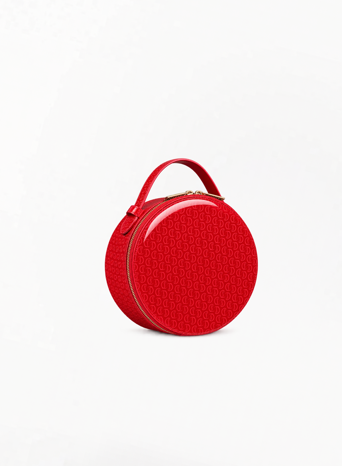 CHRISTIAN LOUBOUTIN წითელი მრგვალი კოსმეტიკის ჩანთა 15x15x7.5სმ