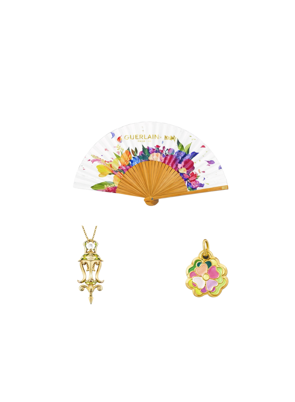 GUERLAIN Hong Kong Limited Edition Fan 21cm & Necklace with Two Charms
