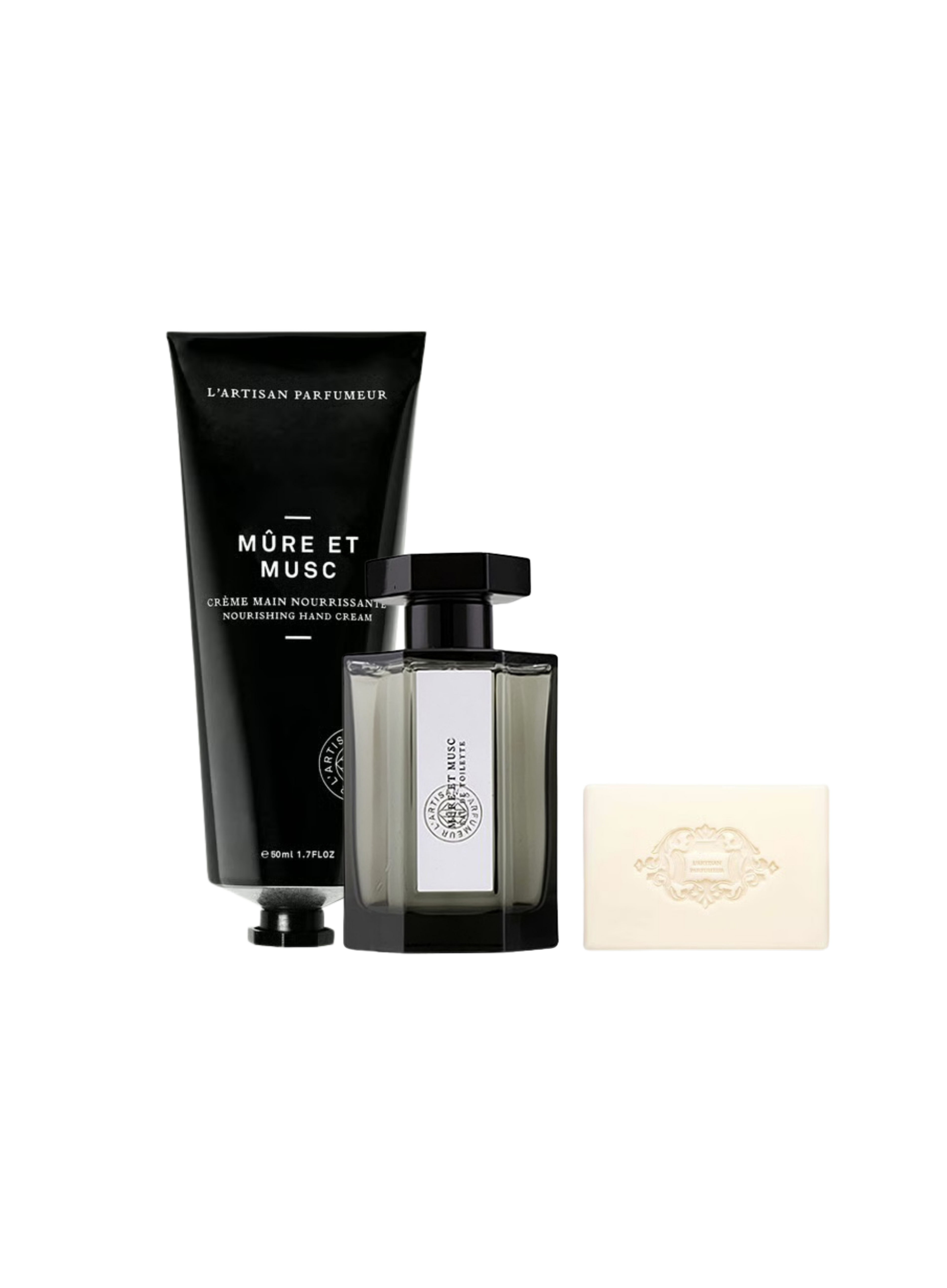 L'Artisan Parfumeur Mure et Musc EDT 5ML / Mure et Musc Hand Cream 15ML / Soap Bar 25G