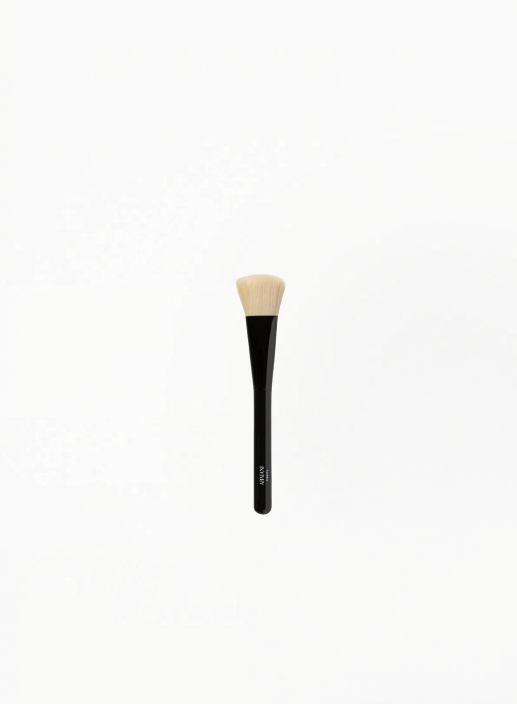 ARMANI Beauty Foundation Brush with black handle and soft rounded bristles on a clean white background, available at Exquisite.