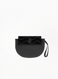 Armani Black Limited Edition cosmetics bag in faux leather with zip closure, luxury makeup pouch accessory by Armani, available at Exquisite.