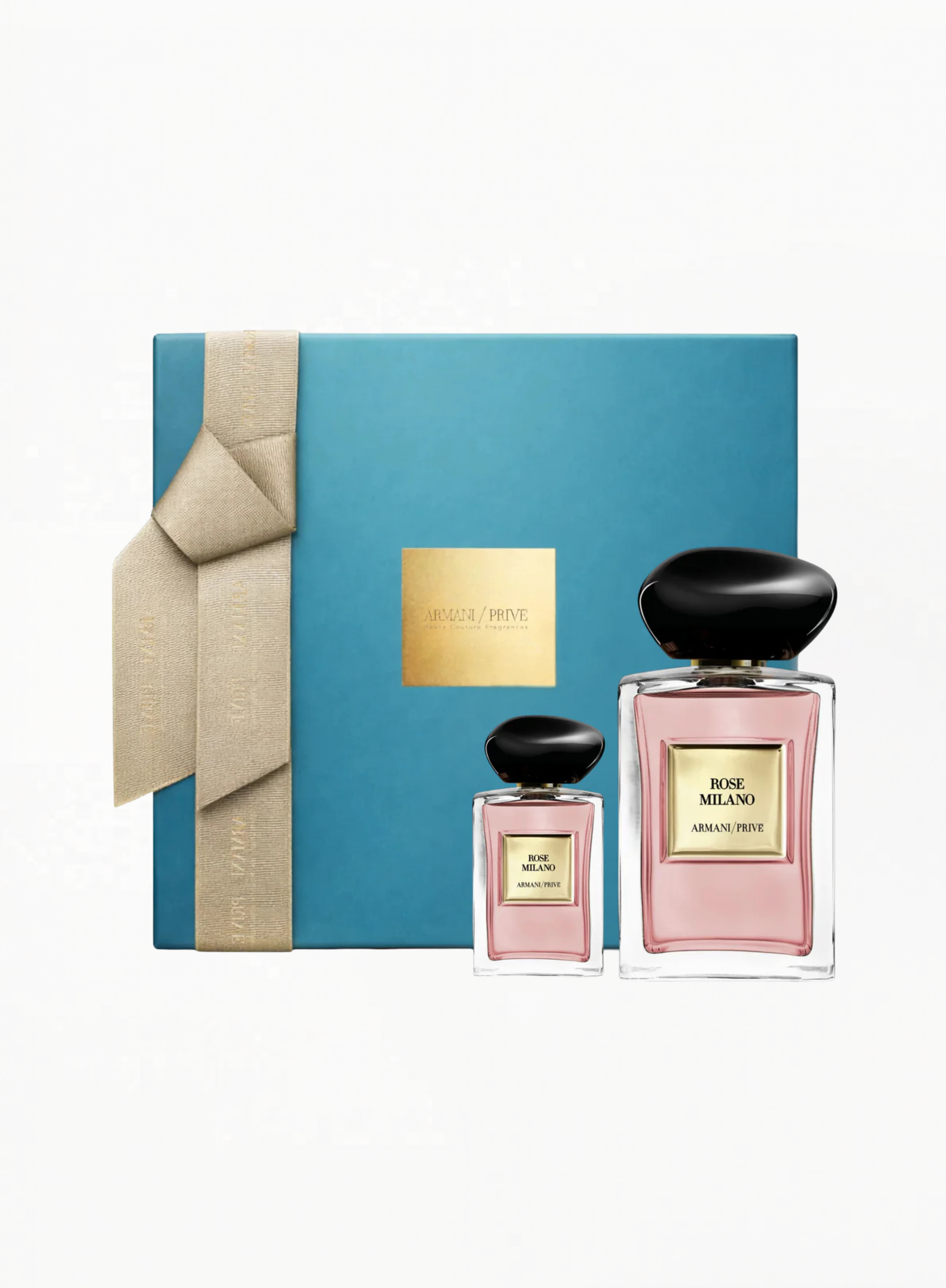 Armani/Privé Rose Milano Eau de Toilette 100ml and 7.5ml miniature in an elegant Gift Box Edition, authentic luxury fragrance available at Exquisite.