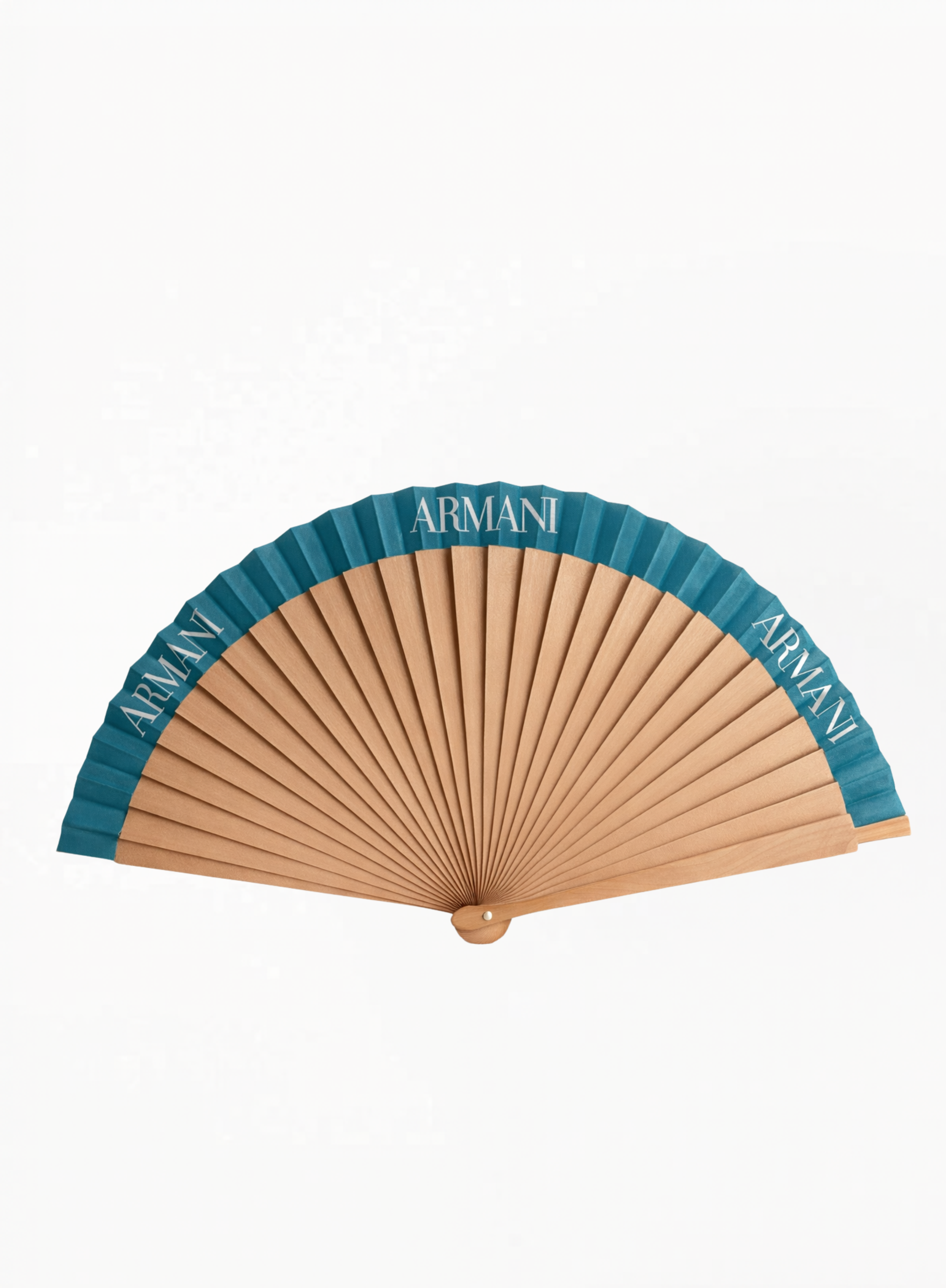 Armani limited edition fan with elegant branded design, available at Exquisite.