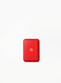 Armani magnetic phone card holder in red leather with compact card slot design, luxury mobile accessory for everyday essentials, available at Exquisite.