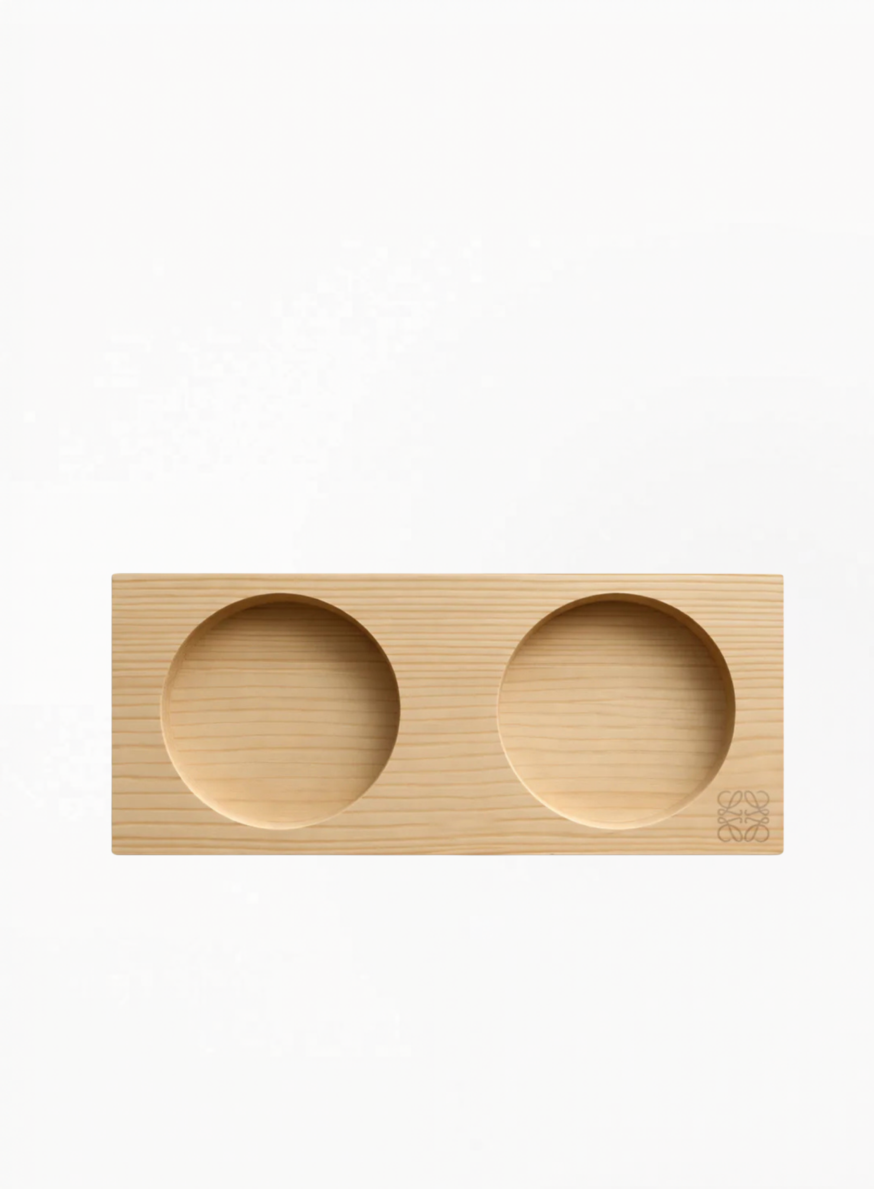 Authentic LOEWE Soap Bottle Holder – Wooden Double Slot — a luxury wooden organizer designed to hold two soap or lotion bottles with elegant minimalist styling, available at Exquisite.