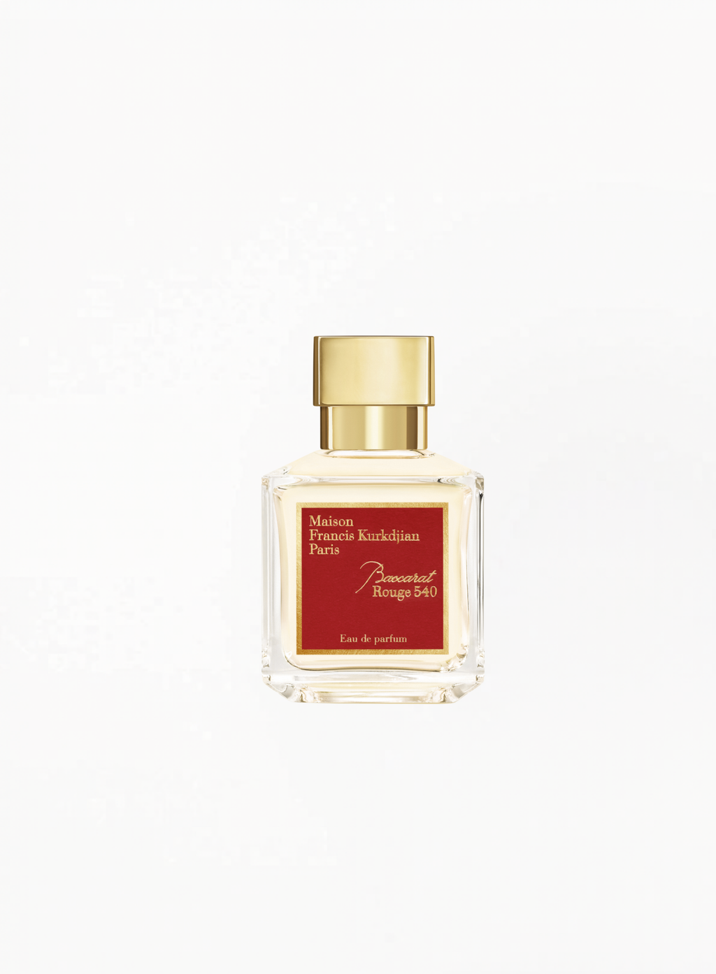 Authentic Maison Francis Kurkdjian Baccarat Rouge 540 Eau de Parfum 70ML — an iconic luxury fragrance with luminous saffron, jasmine, amberwood, and cedar notes, presented in an elegant collectible bottle, available at Exquisite.