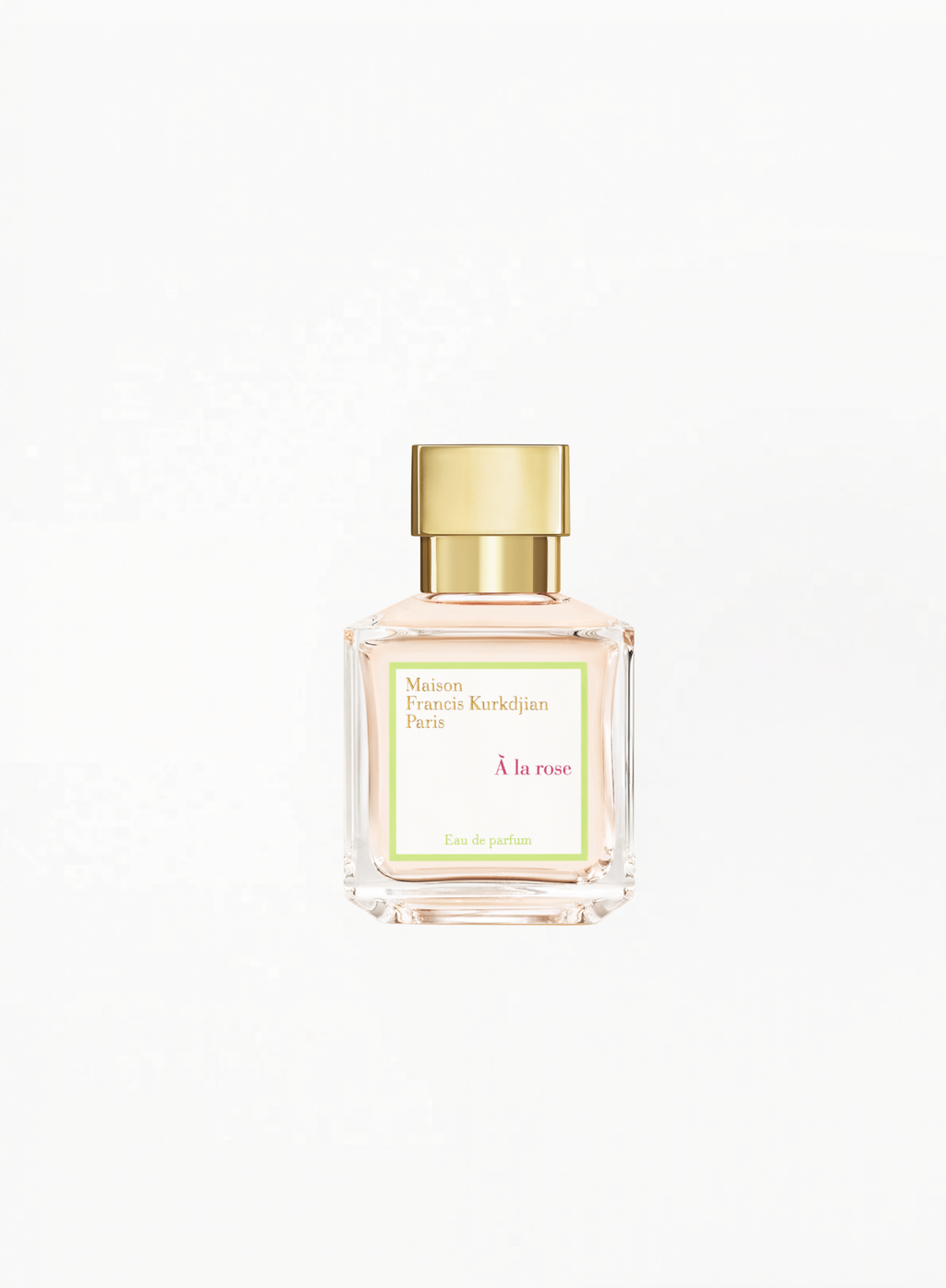 Authentic Maison Francis Kurkdjian À la rose Eau de Parfum 70ML — a refined floral fragrance with fresh rose, violet, and citrus notes, presented in an elegant collectible bottle, available at Exquisite.