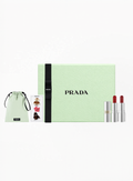 Authentic PRADA Mini Set Duo B03 & R28 featuring two mini-sized PRADA lipsticks in a refined luxury presentation, designed for daily use, travel, or gifting, available at Exquisite.